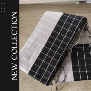 Black & White Halfsilk Saree for Women